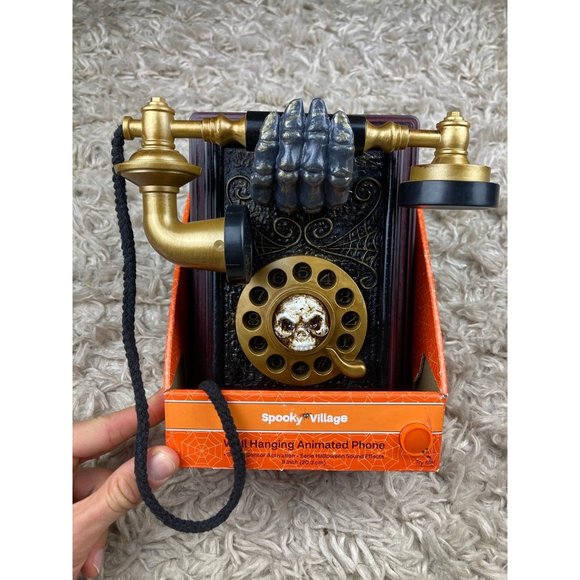 Skeleton Halloween Animated Wall Hanging Phone (Spooky Village) - Picture 5 of 6